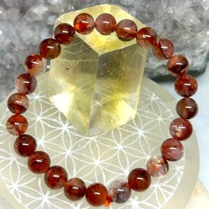Fire Quartz 7.8MM Beaded Stretch Bracelet